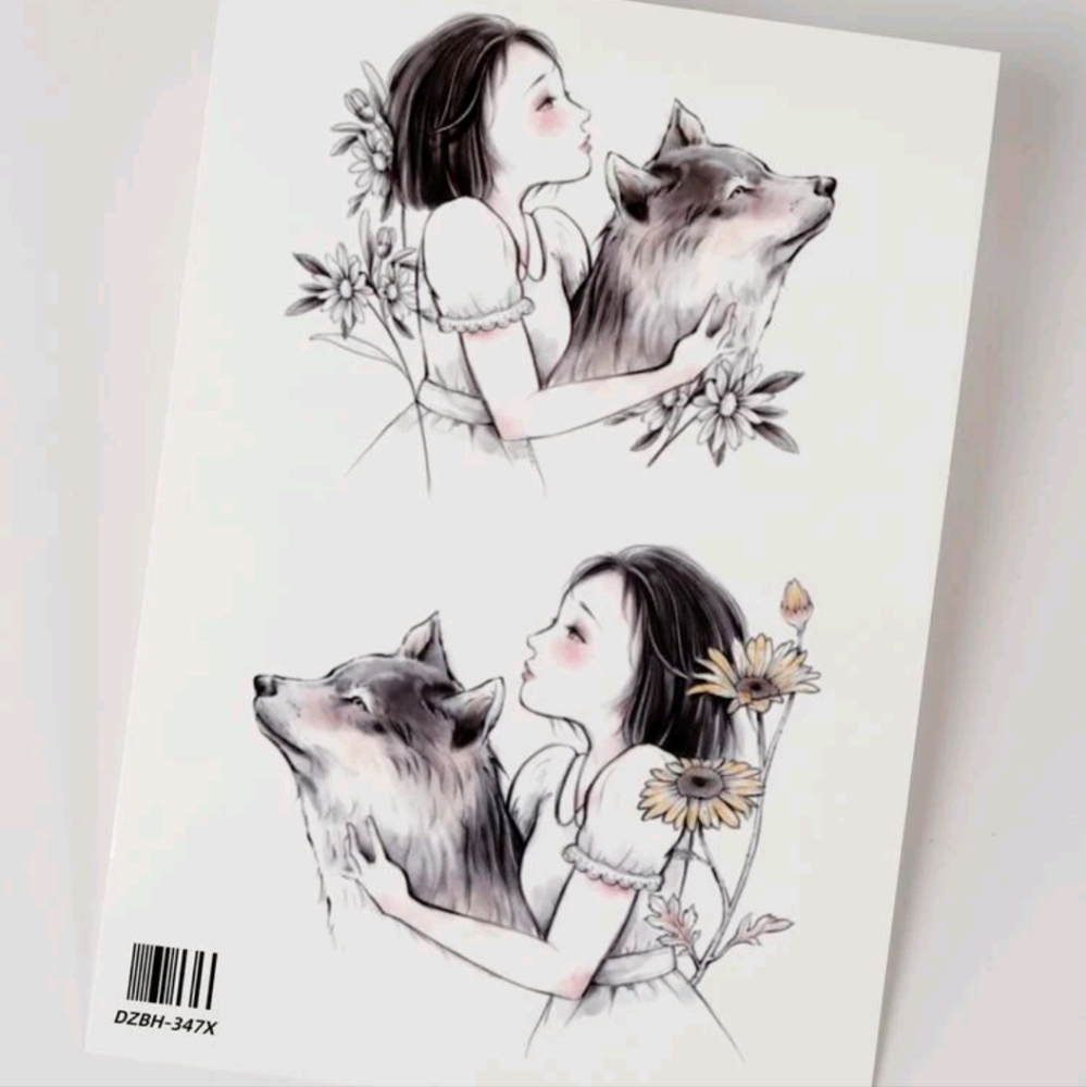 🍉5 for $25* Wolf & Girl Temporary Tattoos